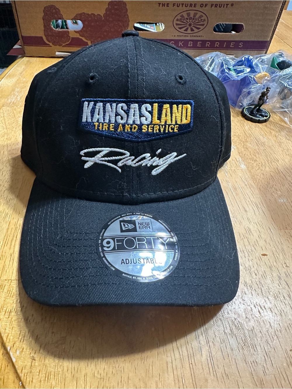 New Era Black Kansasland Tire and Service Racing Cap